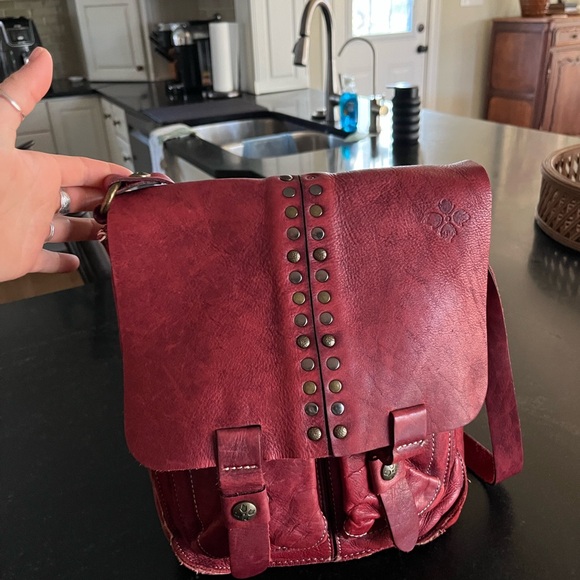 Patricia Nash Handbags - Patricia Nash Burgundy Studded Leather Crossbody Bag